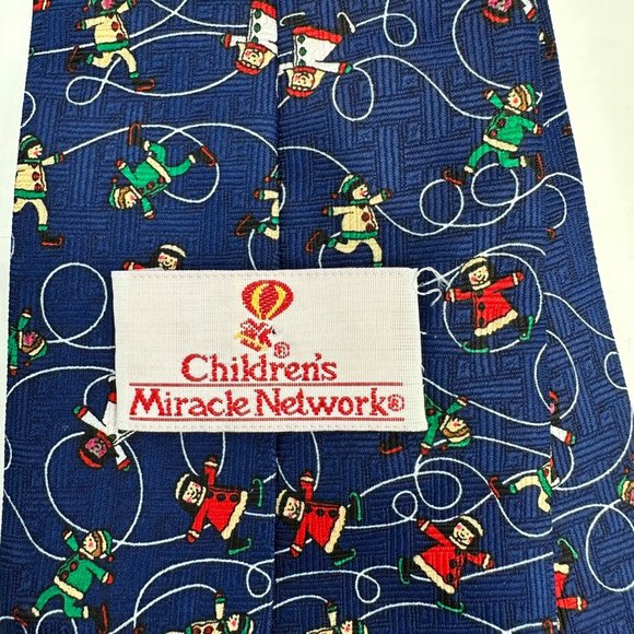Childrens Miracle Network Neck Tie Mens 100% Polyester Navy Blue Ice Skating - Picture 5 of 6